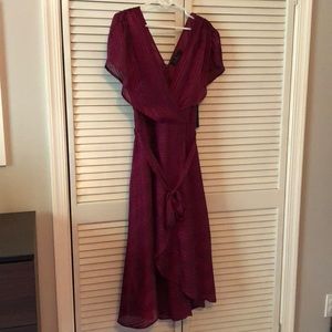 Lulu’s Plum Purple High Low satin Midi dress